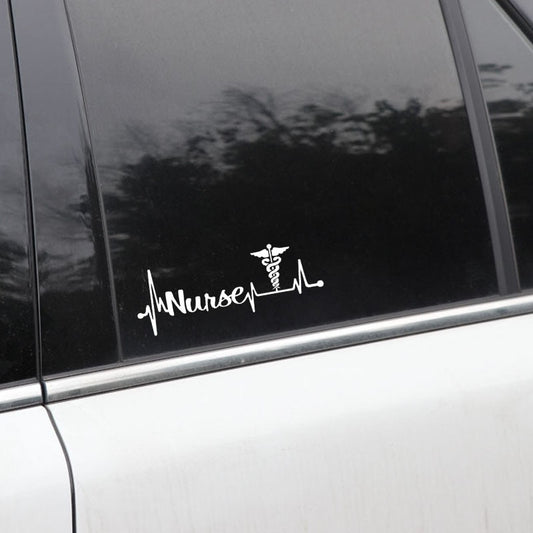 15.7CM*5.9CM Nurse Heartbeat Lifeline Caduceus Vinyl Black/Silver Car Sticker C22-1027