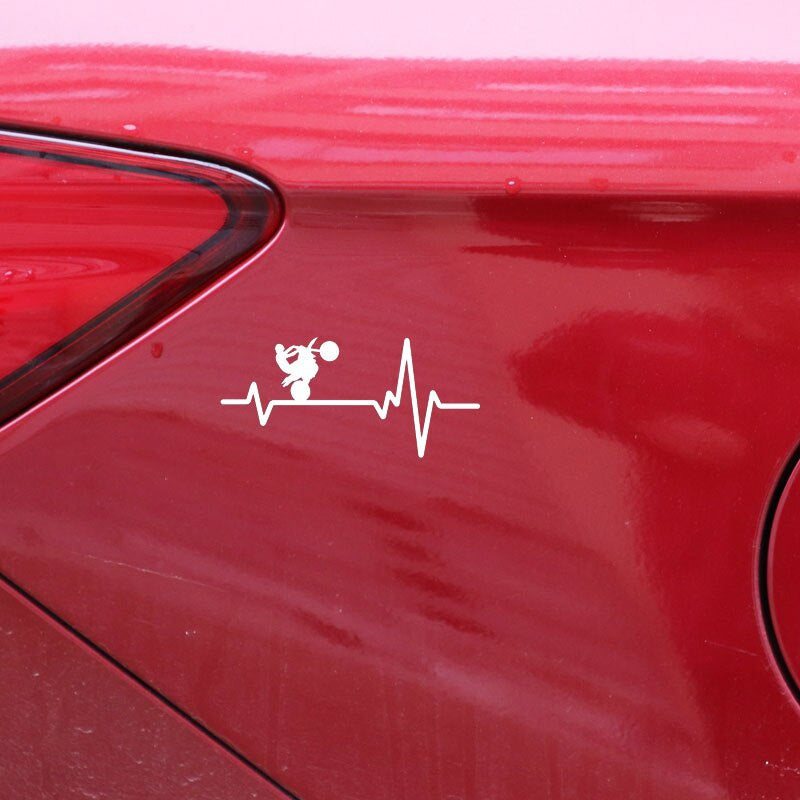 16.3CM*7.5CM  Dirt Bike Motorcycle Tires Wheelie Heartbeat Vinyl Black/Silver  Car Sticker C22-1258