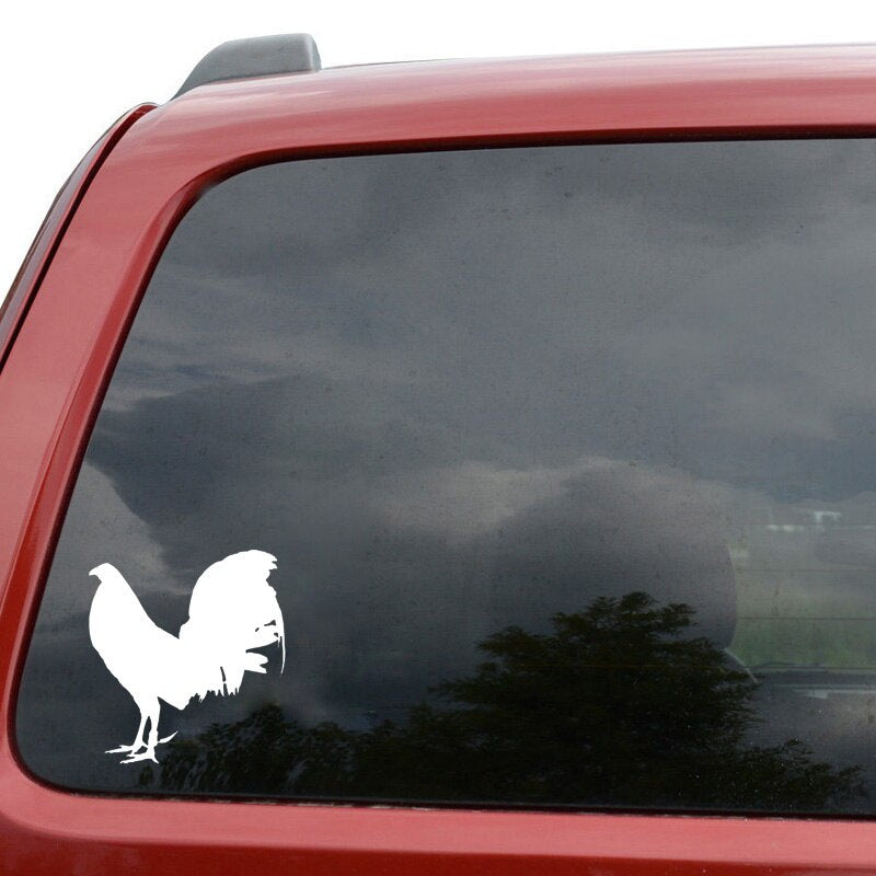 13.2CM*14.5CM Funny Animal Gamefowl Rooster Vinyl Car Sticker Decor Decal Black/Silver Accessories C11-0995