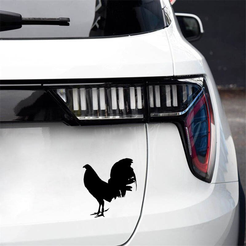 13.2CM*14.5CM Funny Animal Gamefowl Rooster Vinyl Car Sticker Decor Decal Black/Silver Accessories C11-0995