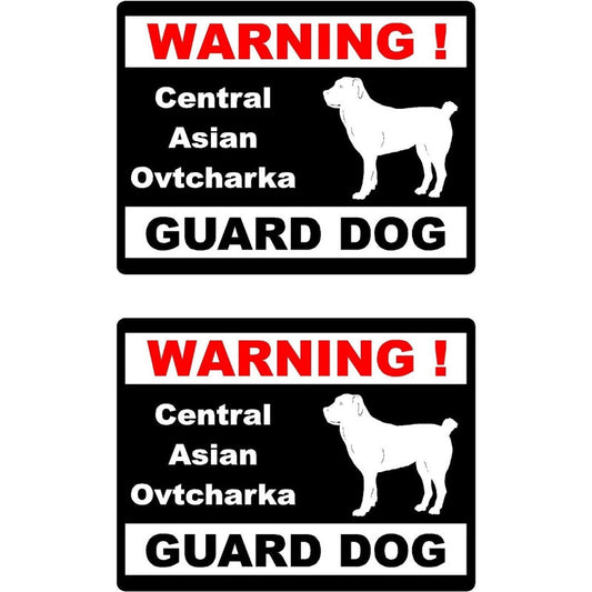 15*11.5cm 2x Cartoon WARNING Central Asian Ovtcharka Guard Dog Fun  Car Window Sticker Decals C1-8164