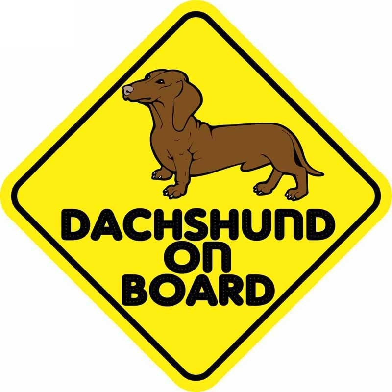 12.7CM*12.7CM DACHSHUND ON BOARD Dog Warning Mark Car Styling  Car Sticker C1- 7360