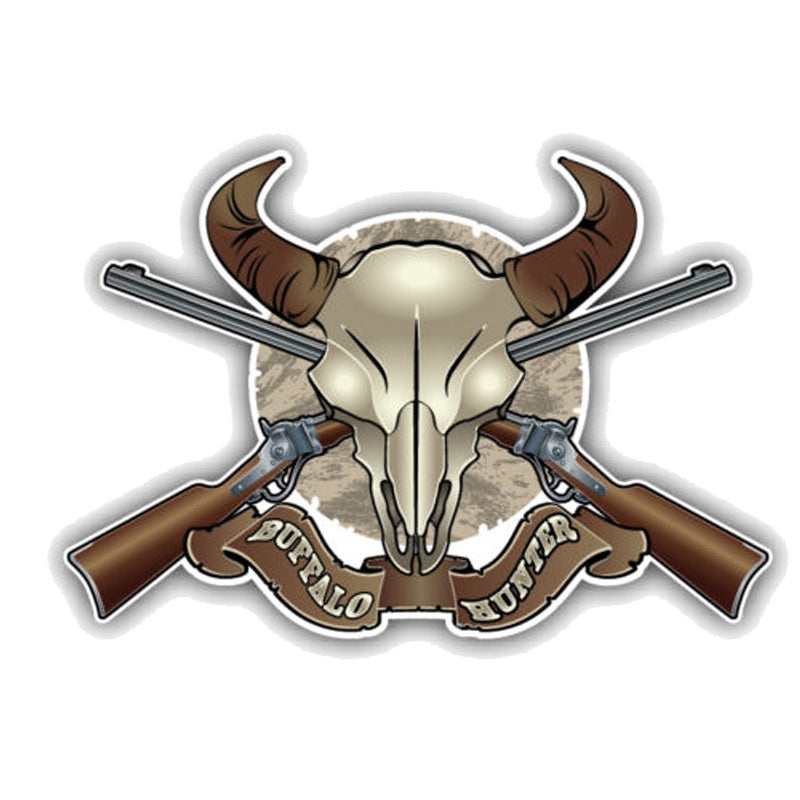 12.7CM*8.6CM Fashion Buffalo Hunter Decal   Motorcycle Car Sticker 11-00408
