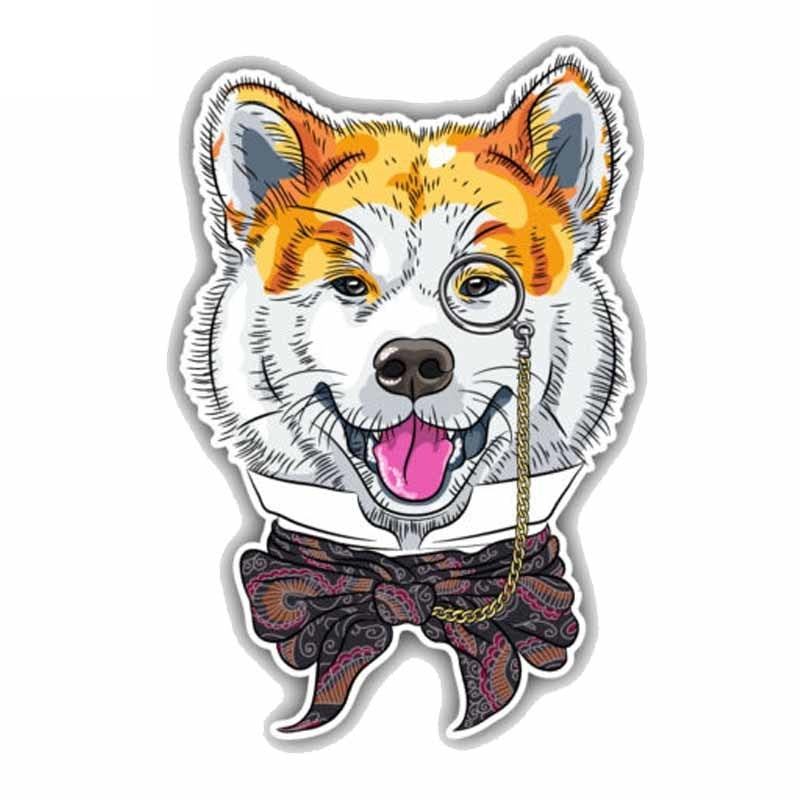 10CMx15CM Wear Glasses Akita Inu Dog Hipster Cartoon Animal  Car Sticker C1-9077