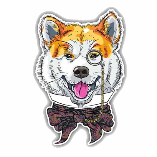10CMx15CM Wear Glasses Akita Inu Dog Hipster Cartoon Animal  Car Sticker C1-9077