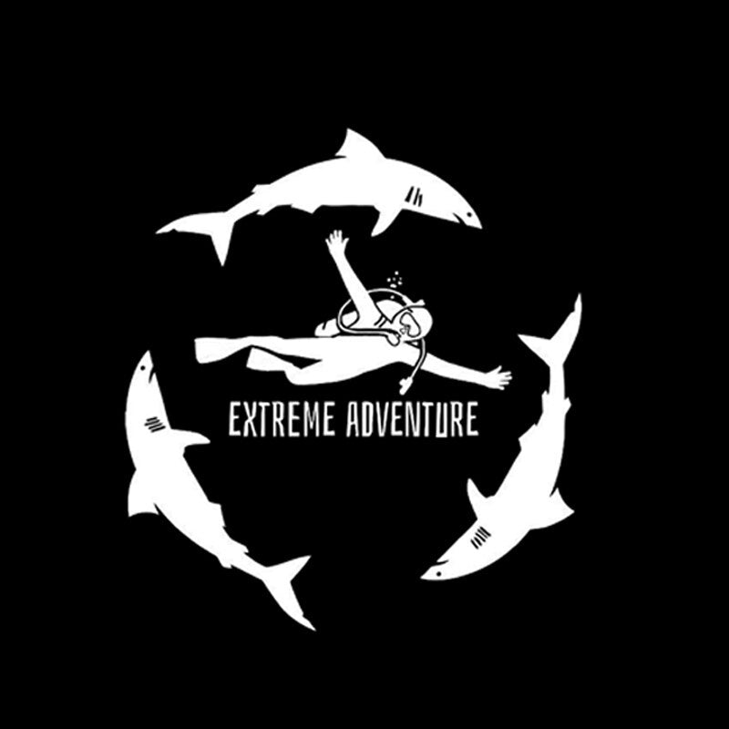 16.2*17.8CM Diving Extreme ADVENTURE Sports Diver Sea Ocean Sharks Vinyl Car Sticker C12-0686