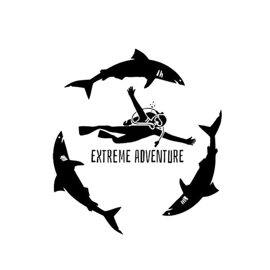 16.2*17.8CM Diving Extreme ADVENTURE Sports Diver Sea Ocean Sharks Vinyl Car Sticker C12-0686