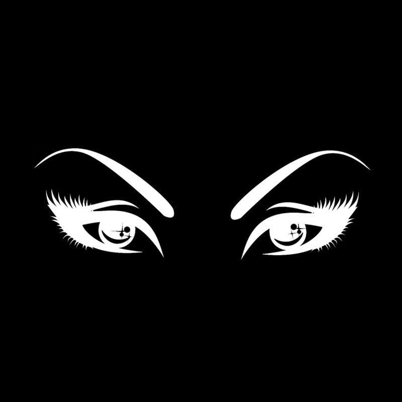 16.1*5.3CM Mysterious Look Women Eyes Car Sticker High Quality Decor Vinyl Black/Silver C12-0568