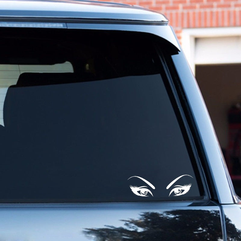 16.1*5.3CM Mysterious Look Women Eyes Car Sticker High Quality Decor Vinyl Black/Silver C12-0568