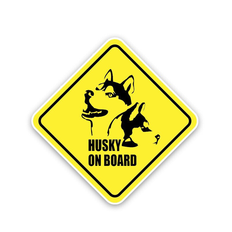 15.6CM*15.6CM HUSKY ON BOARD Car Sticker Cute Dog Decal  12-40505