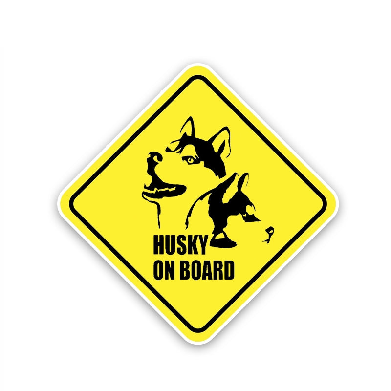 15.6CM*15.6CM HUSKY ON BOARD Car Sticker Cute Dog Decal  12-40505