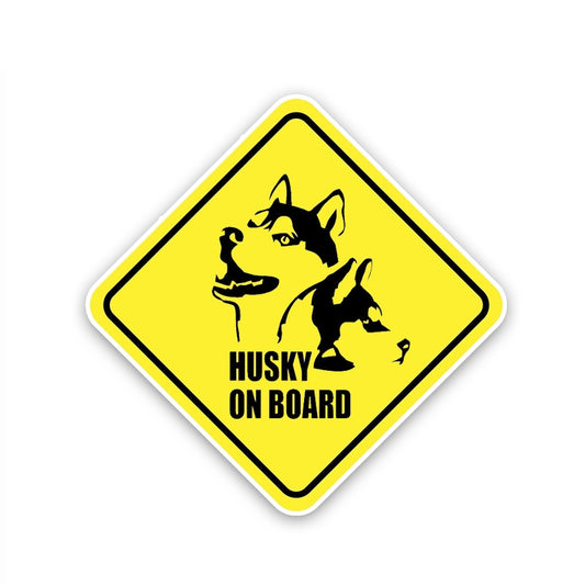 15.6CM*15.6CM HUSKY ON BOARD Car Sticker Cute Dog Decal  12-40505