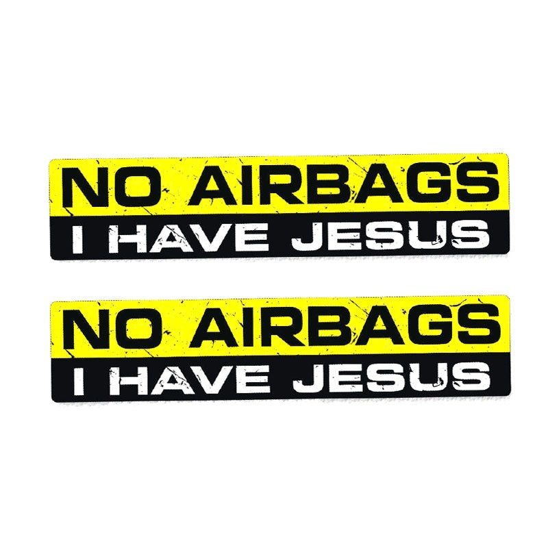 2X 15CM*3CM  Funny NO AIRBAGS I HAVE JESUS Interesting Car Sticker Decal 12-0033
