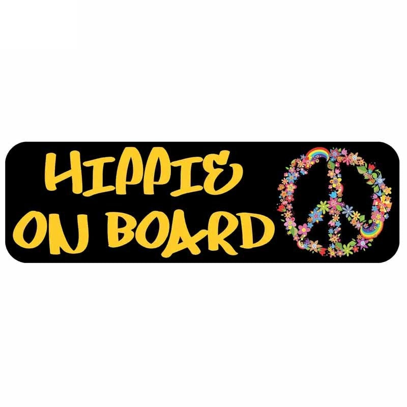 12.8CM*4CM The Beautiful HIPPIE ON BOARD Warning Mark Car Sticker  Motorcycle Parts C1-7408