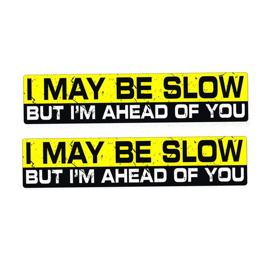2X 15CM*3CM Funny I MAY BE SLOW BUT I'M AHEAD OF YOU Personality  Decal Car Sticker 12-0121