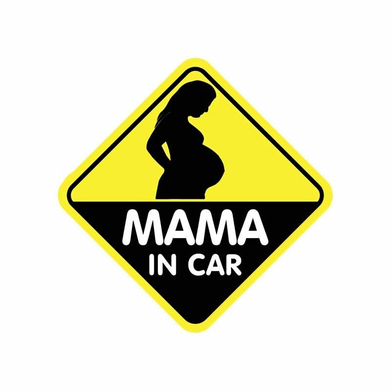 13.8CM*13.8CM MAMA IN CAR Car Sticker Decal  A Beautiful Pregnant Woman 12-40015