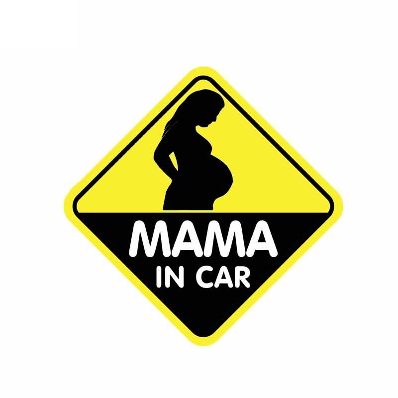 13.8CM*13.8CM MAMA IN CAR Car Sticker Decal  A Beautiful Pregnant Woman 12-40015