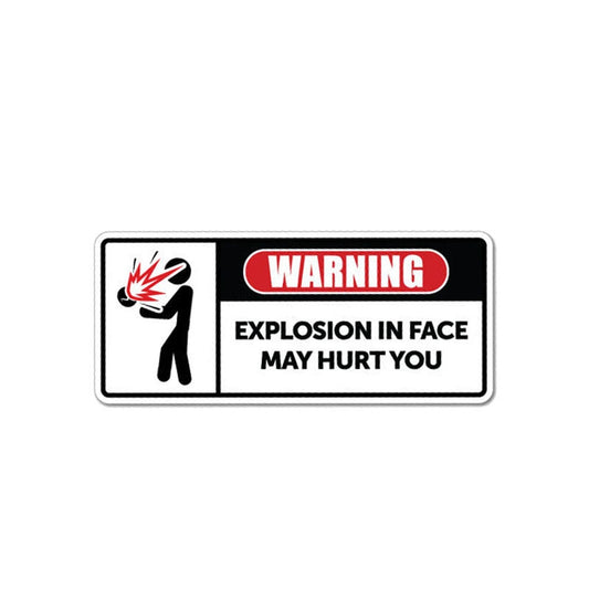 13CM*5.3CM Funny Danger Car Sticker Explosion In Face May Hurt You  Decal 12-1026