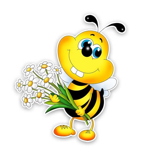 15.3CM*17.6CM The Bees Hold A Bunch Of Flowers Decal  Car Sticker Modelling 12-300702