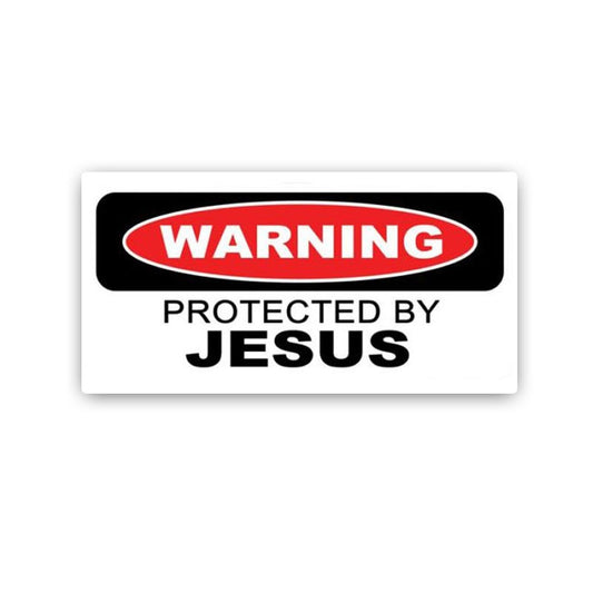 19CM*8.9CM Personality WARNING PROTECTED BY JESUS  Decal Car Sticker 12-0170