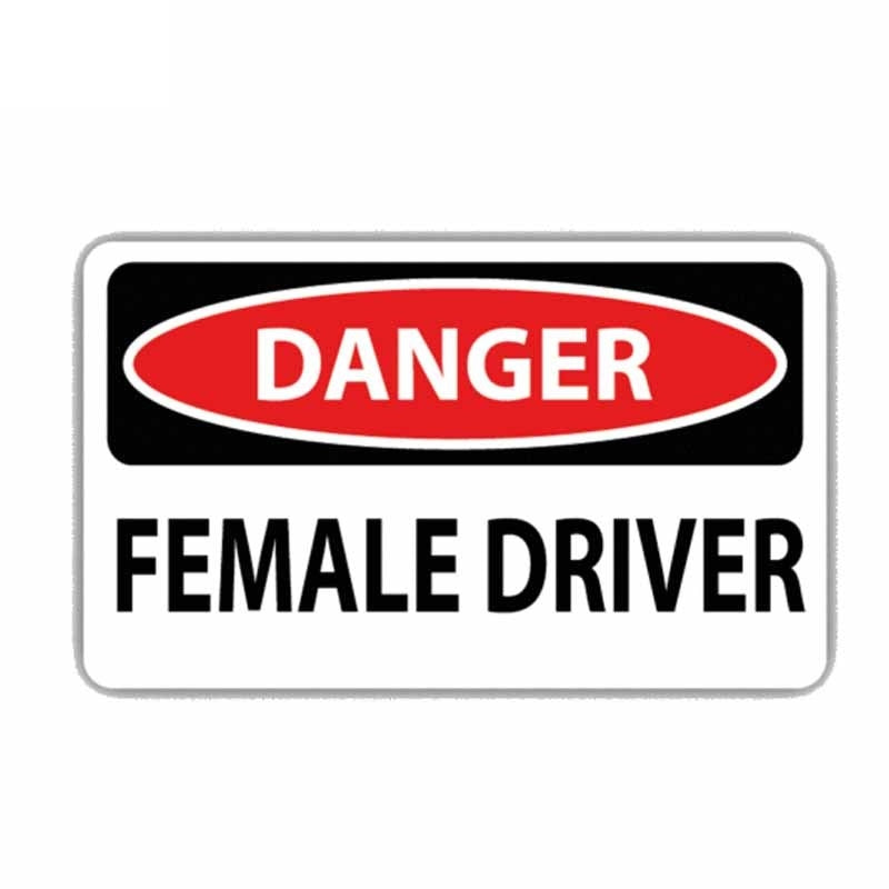 15CM*7.5CM Creative Danger Female Driver Funny Car Sticker Decal  12-0308