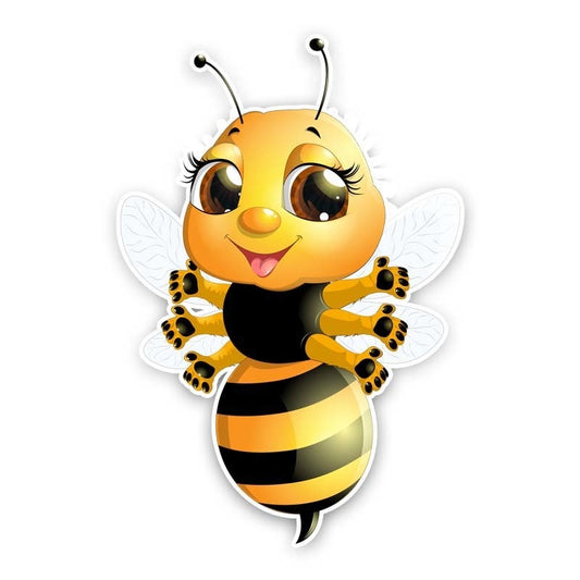 9.6CM*14.1CM A Bee With Six Hands Car Sticker Cartoon  Decal 12-300628