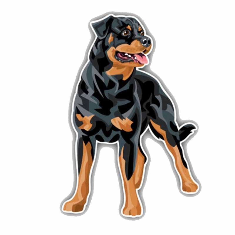 12.5CMx18CM Rottweiler Dog Painted Car Decoration PVC Car Sticker C1-9021