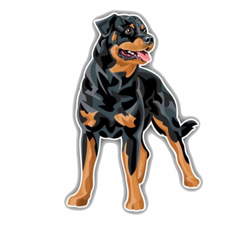 12.5CMx18CM Rottweiler Dog Painted Car Decoration PVC Car Sticker C1-9021
