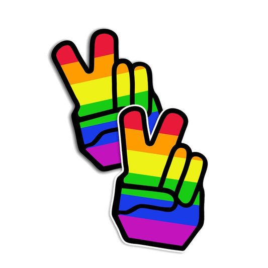 2X 7.2CM*10.5CM Gay Pride Rainbow Hand  Car Sticker Decal  12-0596
