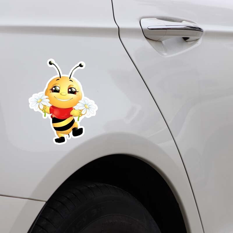 14CM*18.2CM A Happy Little Bee  Originality Car Sticker Decal 12-300560