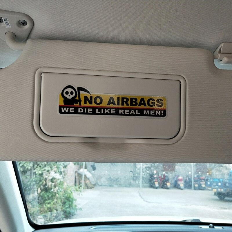 2X 13.3CM*3.5CM Funny Skeleton Head NO AIRBAGS WE DIE LIKE REAL MEN Car Sticker Decal  12-0314