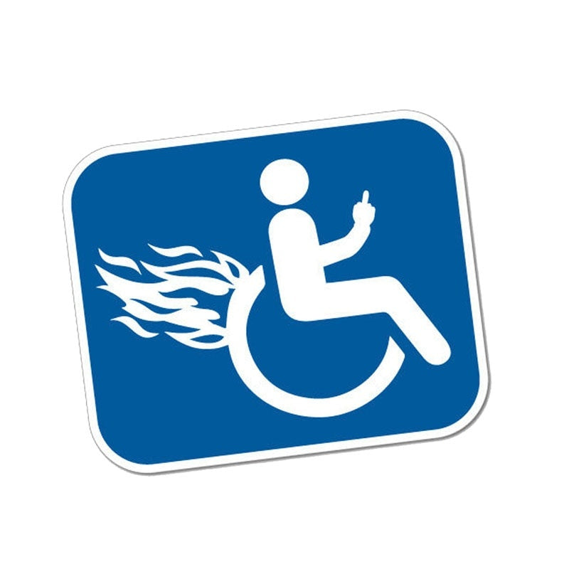 12.7CM*10.4CM Funny Disable Furious Wheelchair  Motorcycle Car Sticker 11-00319