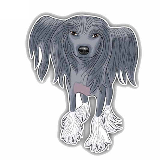 9.5CMx12CM Chinese Crested Dog Car Decoration Bumper Window Sticker C1-9006