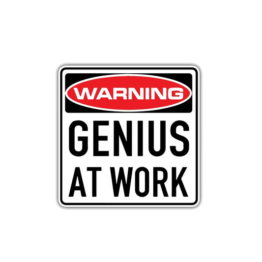 12CM*12CM Personality Warning Genius At Work  Car Sticker  Decal 12-1369
