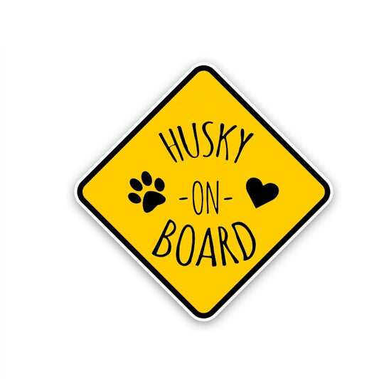 15.7CM*15.7CM HUSKY ON BOARD Car Sticker Lovely Dog  Print Decal  12-40506
