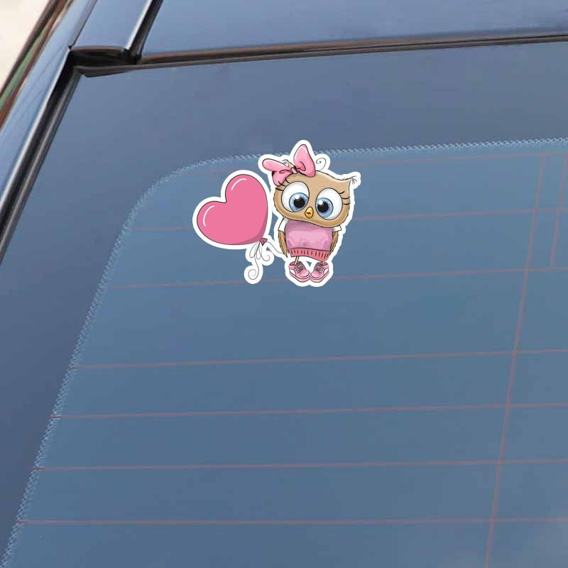 13.2CM*11.5CM Owl Girl Pulling A Balloon   Window Decoration Car Sticker 11-01325