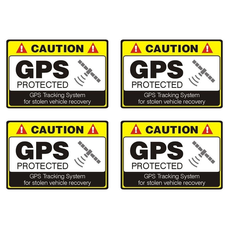 12CM*8.1CM 4X CAUTION GPS PROTECTED Car Sticker  Motorcycle Parts C1-7584