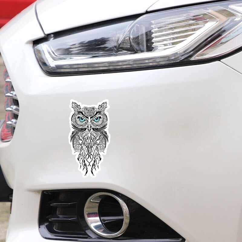 8.3CM*15.3CM Creative Blue Eye Owl  Motorcycle Car Sticker 11-01352