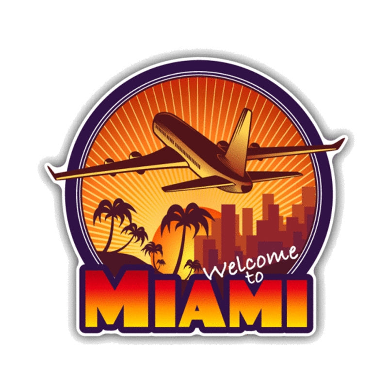 12.7CM*11.5CM Welcome To Miami Travel   Motorcycle Car Sticker 11-00432