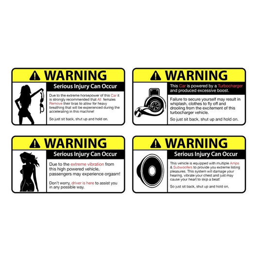9x4.5cm 4x Cartoon Funny WARNING Car Sticker  Decals C1-8126