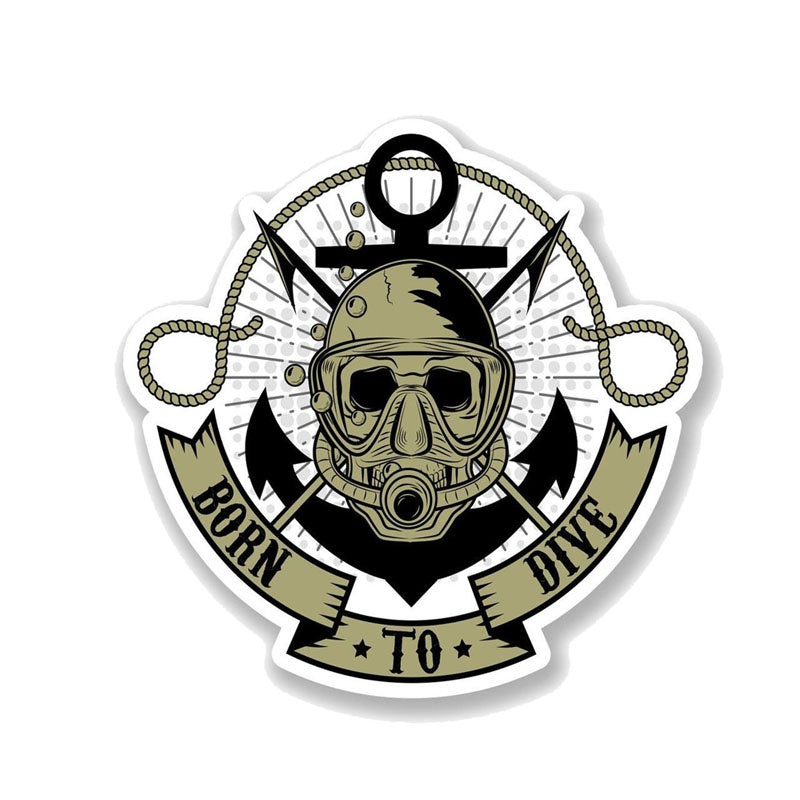 14.7CM*14.6CM Born To Dive Scuba Diving Decal  Motorcycle Car Sticker 11-00742