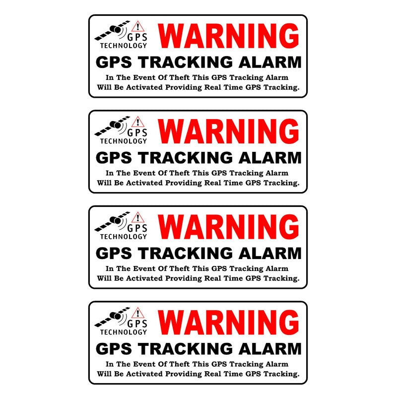 10CM*3.9CM 4X Car Sticker WARNING GPS TRACKING ALARM  Personality Decal C1-7582