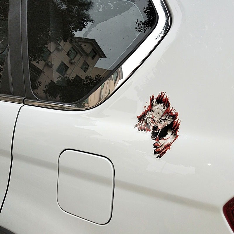 10.6CM*15.2CM  Funny Angry Wolves  Motorcycle Car Sticker 11-00462