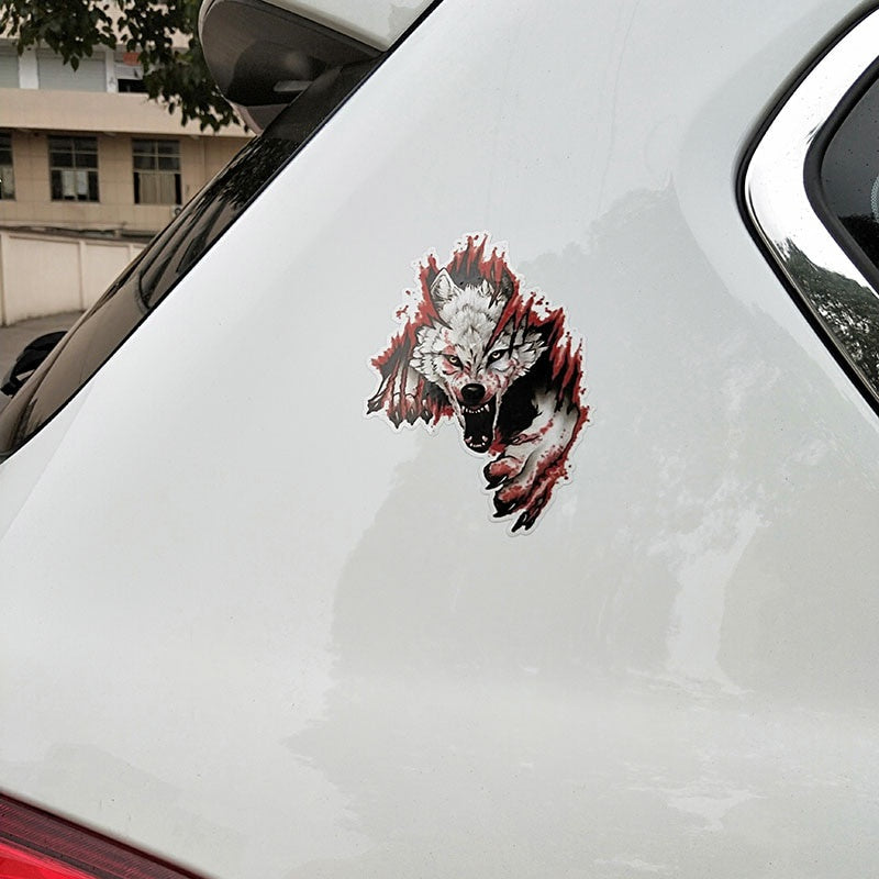 10.6CM*15.2CM  Funny Angry Wolves  Motorcycle Car Sticker 11-00462