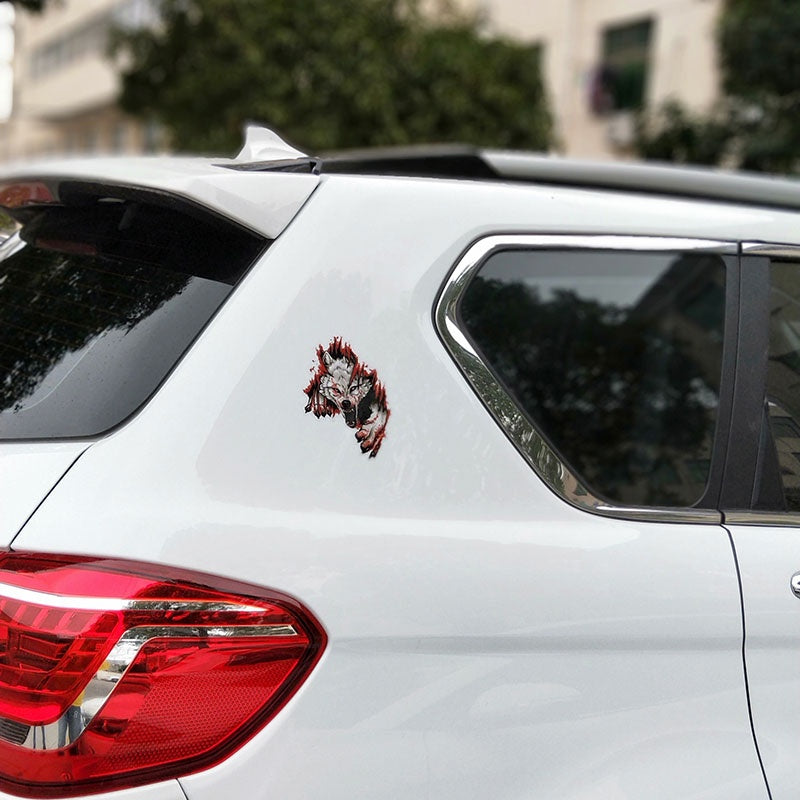 10.6CM*15.2CM  Funny Angry Wolves  Motorcycle Car Sticker 11-00462