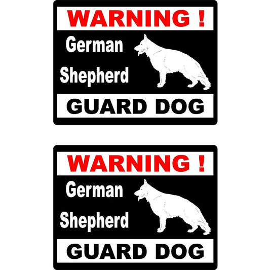15*11.5cm 2x Cartoon WARNING German Shepherd Guard Dog  Decals Car Window Sticker C1-8148