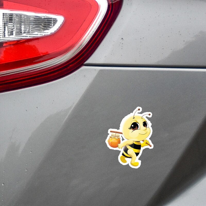 11.2CM14.6CM Interesting Lovely Honey Pot Cartoon Bees Colored PVC Car Sticker Graphic C1-5215
