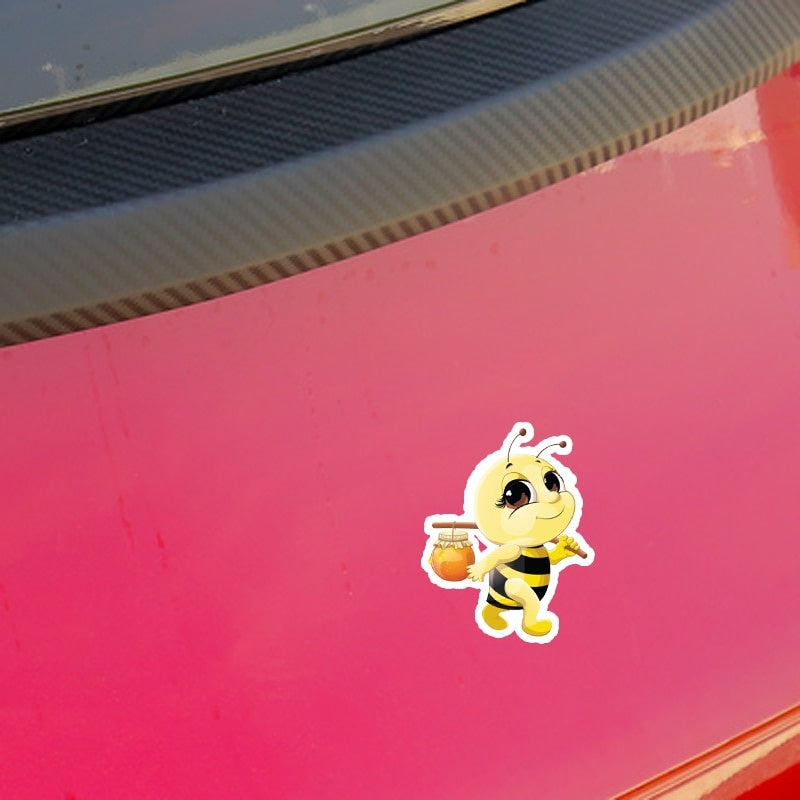 11.2CM14.6CM Interesting Lovely Honey Pot Cartoon Bees Colored PVC Car Sticker Graphic C1-5215