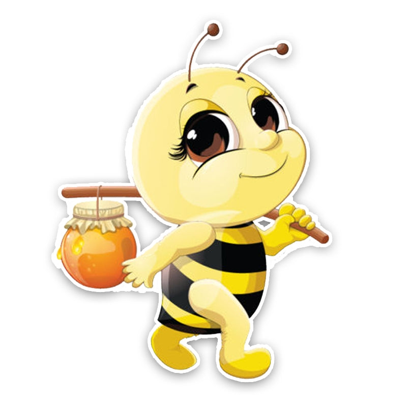 11.2CM14.6CM Interesting Lovely Honey Pot Cartoon Bees Colored PVC Car Sticker Graphic C1-5215