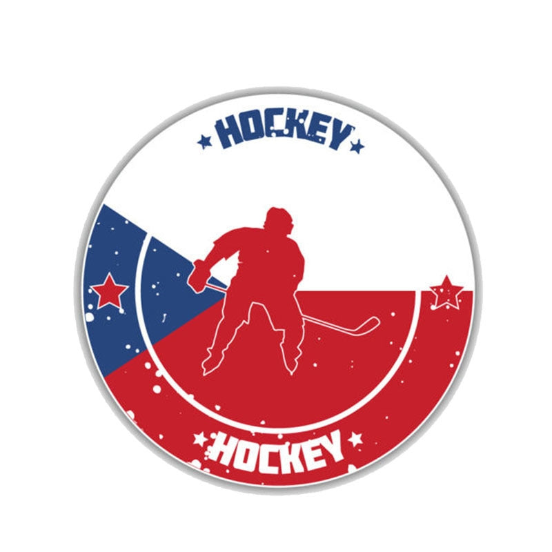 12.7CM*12.7CM Czech Republic Flag Hockey Sport PVC Motorcycle Car Sticker 11-00273